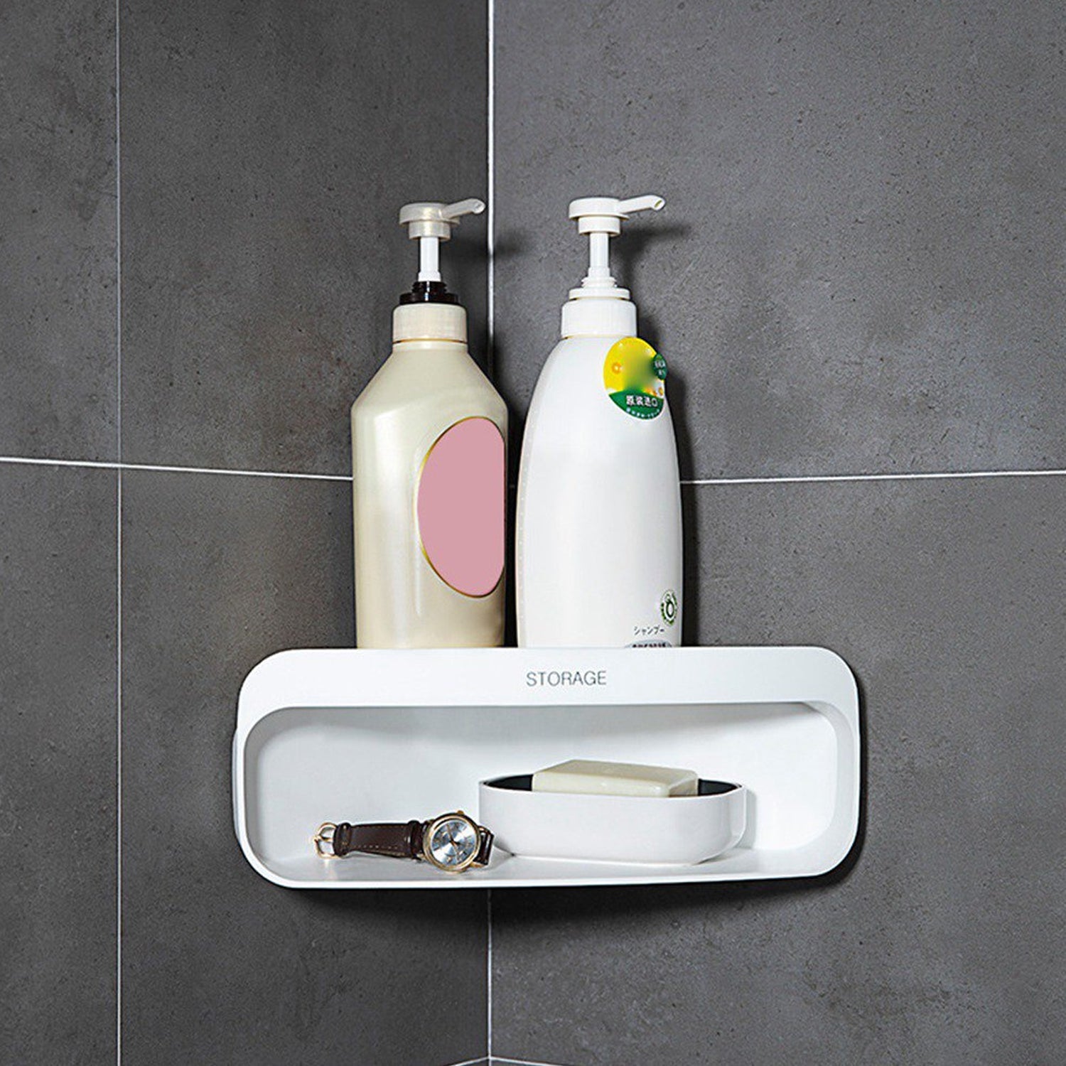 7688 Wall Mount Corner Storage Rack Bathroom Shower Shelf Organizer For Bathroom , Home & Multiuse Storage Box DeoDap 7688 Wall Mount Corner Storage Rack Bathroom Shower Shelf Organizer For Bathroom , Home & Multiuse Storage Box DeoDap